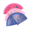 Éventail pliant en bois espagnol, 1 pièce, pour danse, impression, éventail pliant à main, décoration de maison, ornements artisanaux, fans portables, cadeaux pour invités