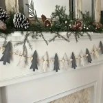 Couronne de perles en bois artificiel rustique, 12 arbres, guirlande de noël pour décoration de vacances, décoration saisonnière de cheminée Couronne de perles en bois artificiel rustique, 12 arbres, guirlande de noël pour décoration de vacances, décoration saisonnière de cheminée
