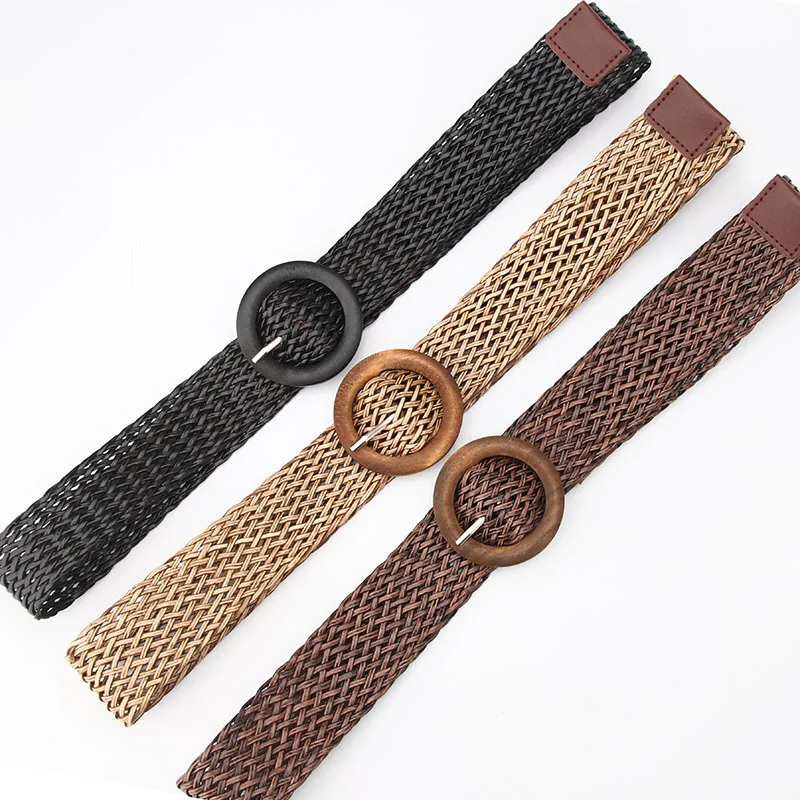 ceinture de taille tressée noir café femme ceinture vintage boho ronde en bois boucle lisse fausse paille larges ceintures sangle de taille pour les femmes ceinture de taille tressée noir café femme ceinture vintage boho ronde en bois boucle lisse fausse paille larges ceintures sangle de taille pour les femmes
