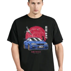 Coton Initial D T-Shirt hommes femmes Harajuku esthétique surdimensionné T-Shirt drôle JDM légende voiture T-Shirt horizon R34 T-Shirt
