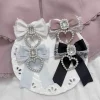 pinces à cheveux gothiques japonaises harajuku, 1 paire, lolita, sous culture y2k, nœud en dentelle de perles, épingle à cheveux, double bord queue de cheval