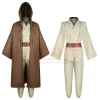 anime obi wan kenobi hommes costume robe adulte mâle jedi chevalier tunique costume à capuche uniforme ensemble complet halloween cosplay cape