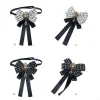 broche à nœud papillon réglable pour femmes, élégante pince à cravate pré nouée, ruban à carreaux, chemise à nœud col