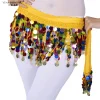 ceinture colorée ceinture de danse du ventre costumes double couches paillettes gland danse du ventre écharpe de hanche pour les femmes ceintures de danse du ventre indien