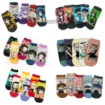 5 paires de chaussettes Anime Demon Slayer espion famille chaussettes adultes enfants Boku No Hero Jujutsu Kaisen Genshin Impact Kimetsu chaussettes de cheville