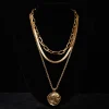 Collier pendentif géométrique en or pour femme, ensemble de bijoux multicouches, cadeaux de mode Boho, document