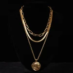 Collier pendentif géométrique en or pour femme, ensemble de bijoux multicouches, cadeaux de mode Boho, document