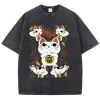 t shirt en coton délavé pour homme, dessin animé japonais, dandadan okarun, haute qualité, esthétique, à la mode