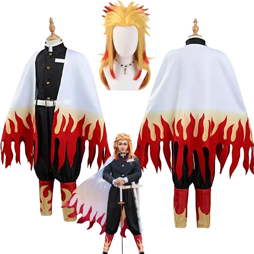 tenues rengoku kyoujurou, costume de tueur de démons, anime, perruque pour adulte, uniforme kimono kimetsu no yaiba, vêtements de fête, nouvelle collection 2025 tenues rengoku kyoujurou, costume de tueur de démons, anime, perruque pour adulte, uniforme kimono kimetsu no yaiba, vêtements de fête, nouvelle collection 2025