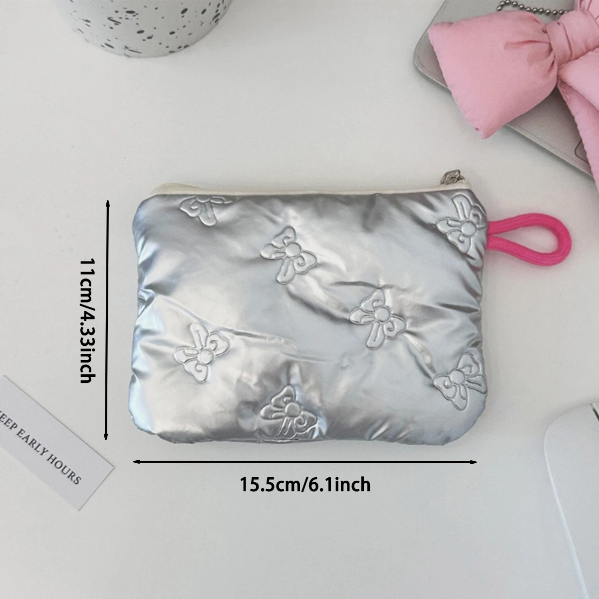 argent lingge bow motif porte monnaie petite toile porte monnaie dame filles écouteur pièce de monnaie clé argent sac de rangement pochette à fermeture éclair 2025 argent lingge bow motif porte monnaie petite toile porte monnaie dame filles écouteur pièce de monnaie clé argent sac de rangement pochette à fermeture éclair 2025