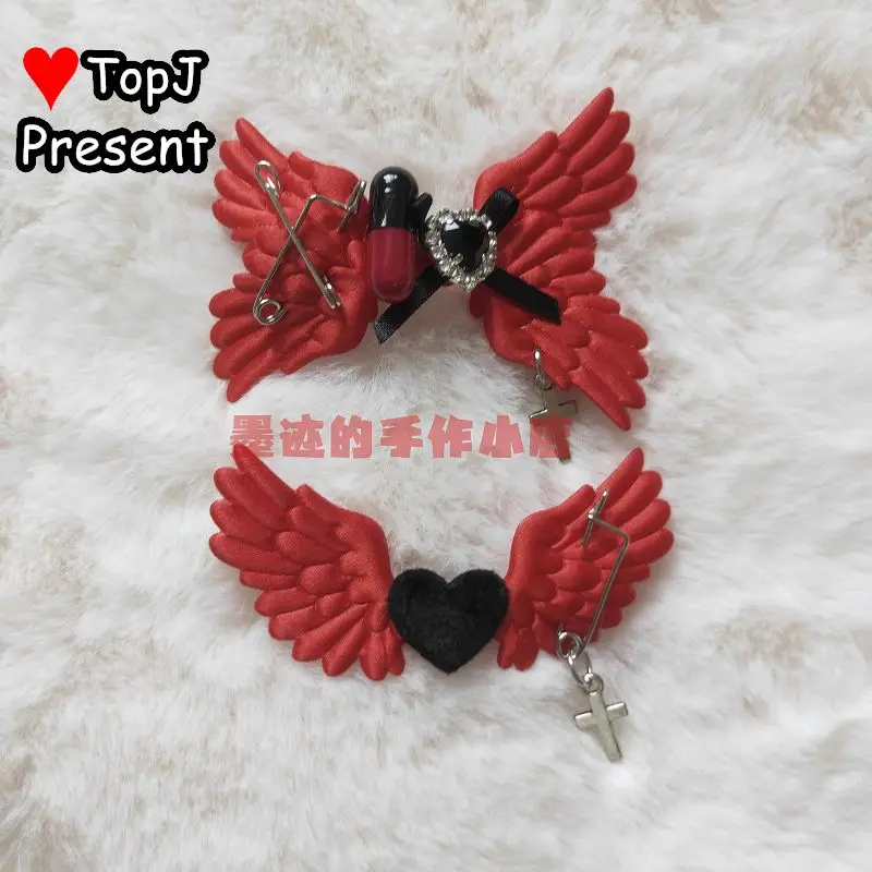 harajuku y2k fille sous culture style femmes gothique lolita arc noir rouge série ange accessoire de cheveux épingle à cheveux clips épingles pinces à cheveux harajuku y2k fille sous culture style femmes gothique lolita arc noir rouge série ange accessoire de cheveux épingle à cheveux clips épingles pinces à cheveux