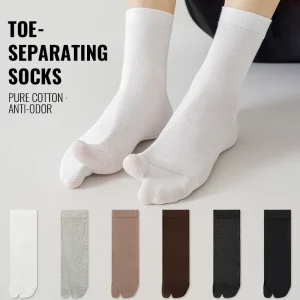MiiOW chaussettes à bout fendu hommes japonais Tabi chaussettes 100% pur coton chaussette longue cinq doigts deux orteils chaussette Ninja Geta Anti odeur chaussette Sport