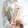 papier d'emballage de fleurs, bordure dorée, rose, style coréen, demi transparent, emballage cadeau, matériel d'emballage pour bouquet de fleuriste, 20 pièces/paquet