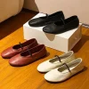 chaussures mary janes rondes pour femmes, bande élastique, document solide, peu profond, chaussures plates pour femmes, designer concis, nouvelle marque, chaussures pour filles