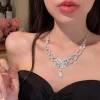collier de perles de luxe en strass, élégant, double couche, accessoire de bijoux de cou scintillant, chaîne de clavicule en perles