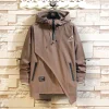 veste à capuche pour hommes, mode coréenne, jack noir, patchwork, manteaux à fermeture éclair, streetwear, surdimensionné, vêtements pour hommes, printemps 2023