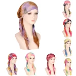 Hijab imprimé musulman pour femmes et filles, turban à longue queue, couvre-chef élastique 7.5, bonnet chimio respirant Hijab imprimé musulman pour femmes et filles, turban à longue queue, couvre-chef élastique 7.5, bonnet chimio respirant