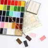 peinture aquarelle professionnelle 24/48 couleurs, peinture japonaise, boîte portable, peintures à l'aquarelle pour professionnels ou débutants