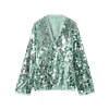 veste à paillettes pour femmes, col en v, style kimono, manches longues, pour fête, à lacets, streetwear, manteau à la mode