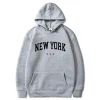 sweats à capuche harajuku pour hommes et femmes, new york, États unis, mode, lettre imprimée graphique, pvd, adt, pull à capuche décontracté, vêtements de sport
