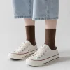 ensemble de chaussettes japonaises en coton pour femme, décontractées, simples, longueur moyenne, nouvelle collection automne, 5 paires