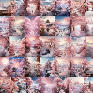 10/30/50pcs Kawaii Ins Style rose paysage esthétique autocollants autocollants ordinateur portable téléphone Scrapbook valise papeterie autocollant jouets