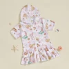 enfants filles maillot de bain couvrir été sirène imprimé fermeture éclair à capuche plage couvrir éruptions cutanées pour enfant en bas âge maillot de bain