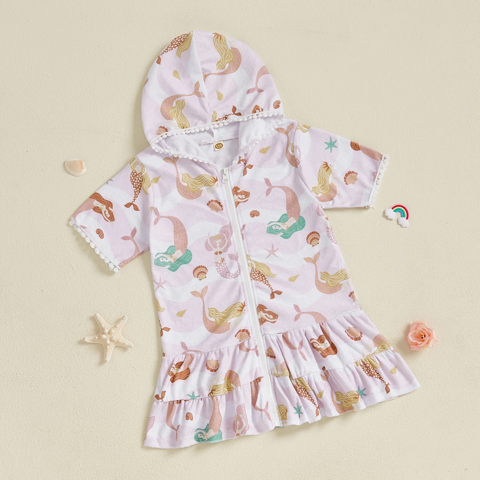 enfants filles maillot de bain couvrir été sirène imprimé fermeture éclair à capuche plage couvrir éruptions cutanées pour enfant en bas âge maillot de bain enfants filles maillot de bain couvrir été sirène imprimé fermeture éclair à capuche plage couvrir éruptions cutanées pour enfant en bas âge maillot de bain
