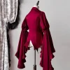 chemisiers à col en v vintage pour femmes, chemises ajustées, manches évasées, volants noirs, harajuku, lolita, y2k, automne, nouveau, 2025