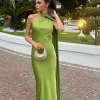 robe élégante à col licou pour femmes, couleur unie, épaules dénudées, sans manches, dos nu, slim, maxi, robes de soirée, été, automne, 2025