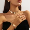 ensemble de bijoux carrés en cristal, breloque européenne et américaine, géométrie exquise, strass, chaîne de clavicule, collier, bracelet, bijoux