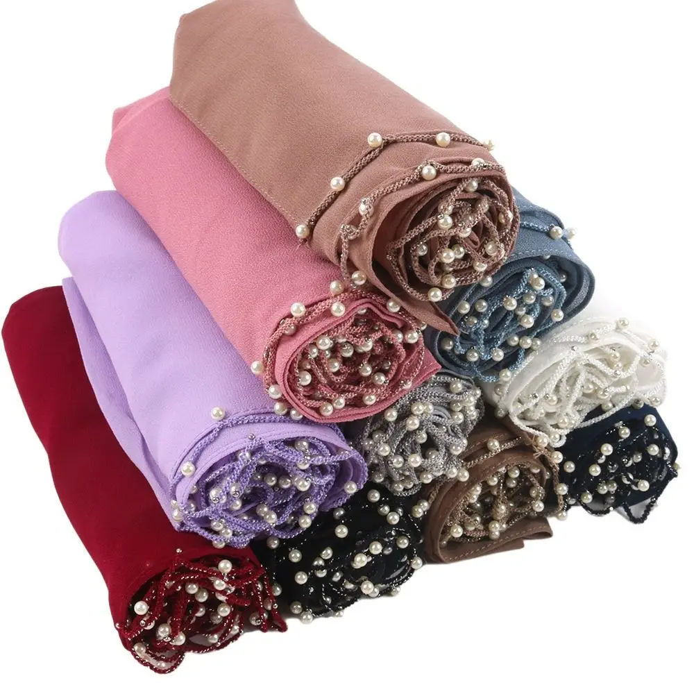 perles de luxe turban islamique en mousseline de soie perles enveloppes châle mince bandana malaisie foulard femmes perles de luxe turban islamique en mousseline de soie perles enveloppes châle mince bandana malaisie foulard femmes