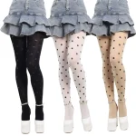 Bas opaques à motifs points vintage, collants soyeux aux pieds pour femmes