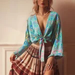 Happie Queens femmes sauvage Floral 2025 plage été court Kimono volants manches évasées vacances bohème Bikini Boho couvertures Happie Queens femmes sauvage Floral 2025 plage été court Kimono volants manches évasées vacances bohème Bikini Boho couvertures