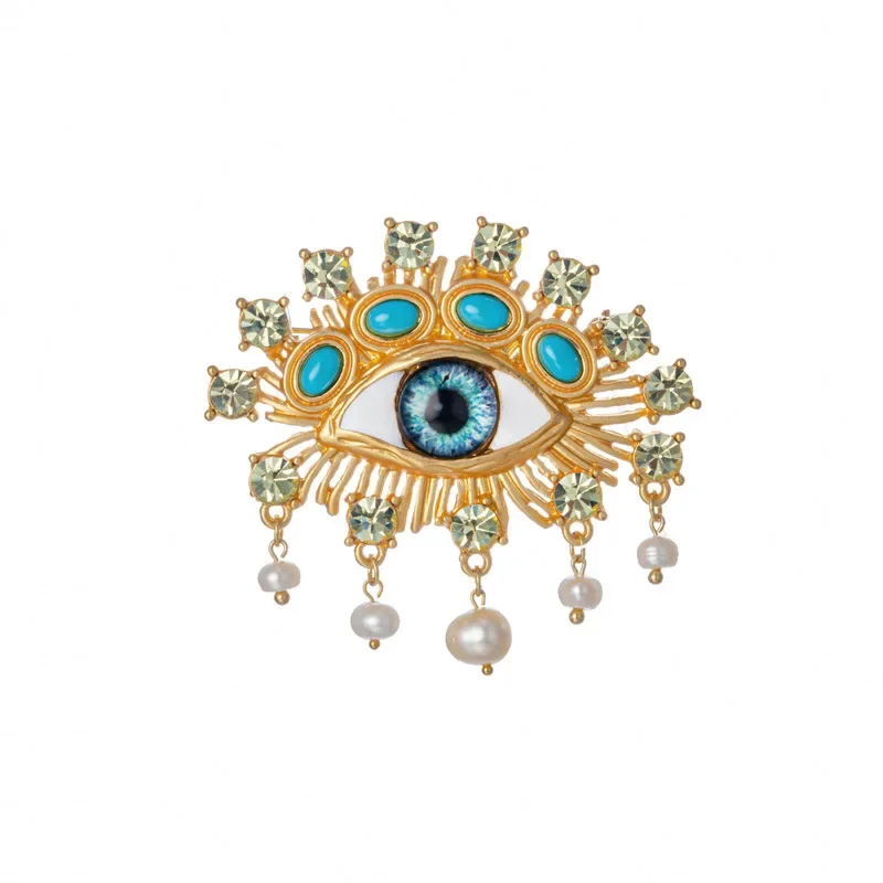 broche de perles en forme d'oeil drôle médiéval, manteau de luxe, accessoires hauts pour hommes et femmes, corsage créatif, broche à pampilles pour banquet broche de perles en forme d'oeil drôle médiéval, manteau de luxe, accessoires hauts pour hommes et femmes, corsage créatif, broche à pampilles pour banquet