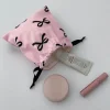 mini sac à cordon rayé avec nœud papillon, pochette de rangement de cosmétiques, portefeuille pour femmes, mini pochette à ficelle kawaii, mini sac de rangement pour filles