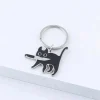 porte clés chat de dessin animé mignon, pendentif couteau chaton noir pour clés, sac, bijoux, vente en gros, cadeau porte clés animal