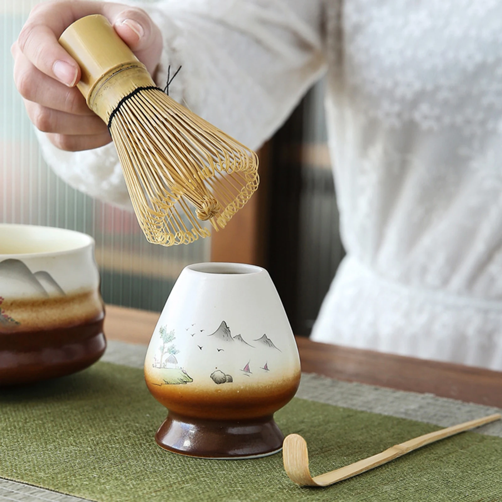 filles à thé matcha japonais, support de fouet, cérémonie du thé matcha, accessoires de service filles à thé matcha japonais, support de fouet, cérémonie du thé matcha, accessoires de service