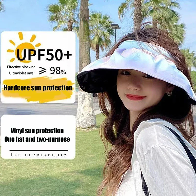 chapeau de soleil d'été à double usage pour femmes, casquette de voyage en plein air, protection uv, chapeau de plage de mer, visière à large bord chapeau de soleil d'été à double usage pour femmes, casquette de voyage en plein air, protection uv, chapeau de plage de mer, visière à large bord