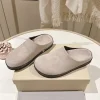 baotou – demi pantoufles à semelle épaisse pour femmes, pantoufles plates en perles, chaussures décontractées en daim, diapositives de printemps et d'automne, mules paresseuses d'extérieur