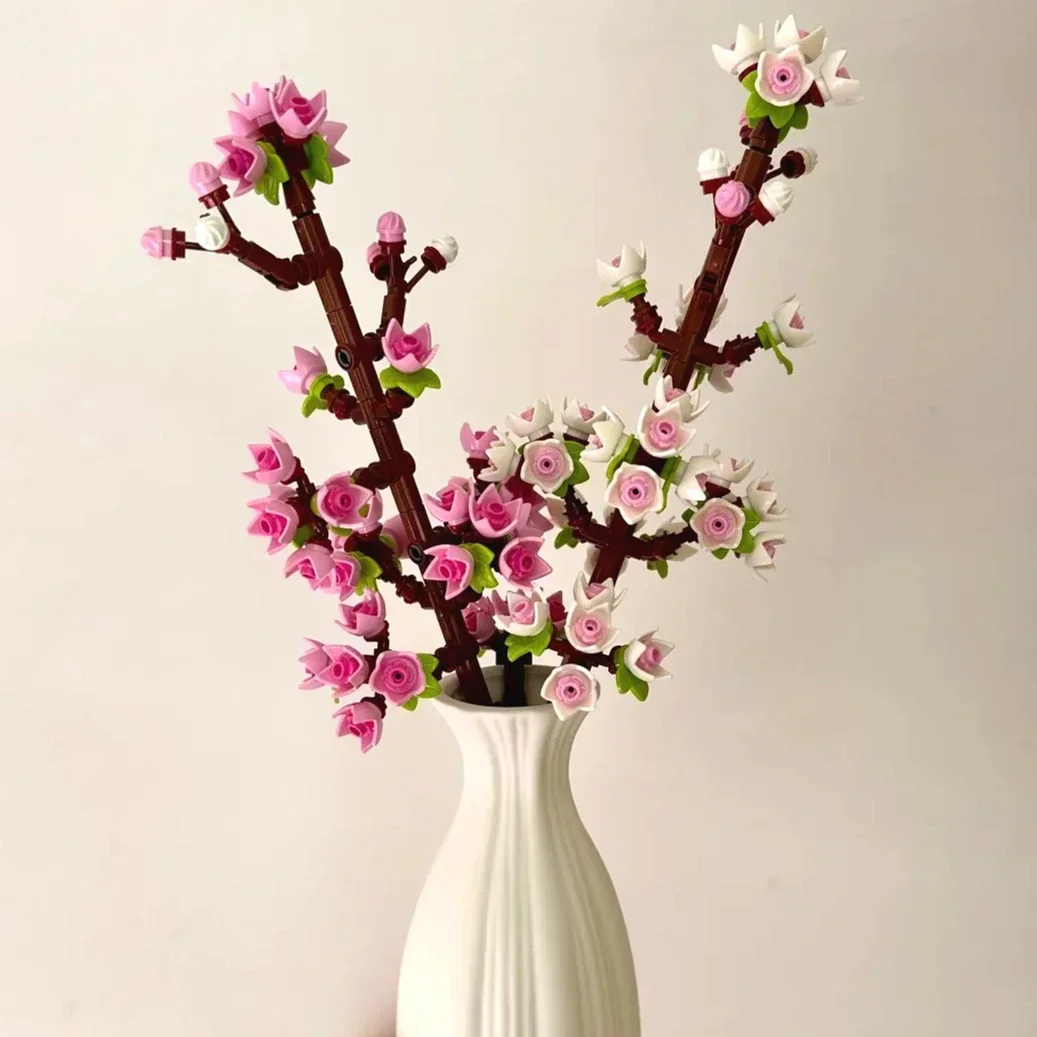 cadeau de célébration de fleurs de cerisier, motif floral constructible pour enfants créatifs, fleurs de cerisier blanches et roses, cadeaux pour filles cadeau de célébration de fleurs de cerisier, motif floral constructible pour enfants créatifs, fleurs de cerisier blanches et roses, cadeaux pour filles