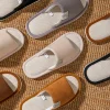 pantoufles pour hommes, pantoufles d'intérieur antidérapantes à semelles souples pour le printemps et l'été, pantoufles confortables en lin toutes saisons