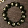 Bracelet obsidienne en argent naturel pour hommes et femmes, perles rondes, yeux de chat, transfert de richesse, Bracelet en cristal, Grand cadeau Bracelet obsidienne en argent naturel pour hommes et femmes, perles rondes, yeux de chat, transfert de richesse, Bracelet en cristal, Grand cadeau