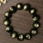 Bracelet obsidienne en argent naturel pour hommes et femmes, perles rondes, yeux de chat, transfert de richesse, Bracelet en cristal, Grand cadeau
