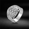 bague égyptienne creuse géométrique fleur de vie, bague israélienne en acier inoxydable pour hommes et femmes, accessoires en filigrane juif, bijoux viking