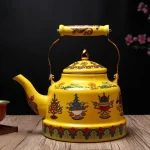 Bouilloire à thé émaillée avec poignée en céramique, bouilloire à thé d’enregistrement Tibet, cuisinière à induction, eau chaude, pas de sifflement, graphite L, bonne chance Bouilloire à thé émaillée avec poignée en céramique, bouilloire à thé d’enregistrement Tibet, cuisinière à induction, eau chaude, pas de sifflement, graphite L, bonne chance