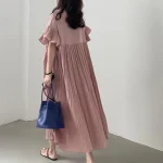 Robe japonaise robe longue plissée ample pour femmes