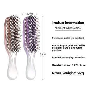 Brosse de massage de tête Premium pour cuir chevelu, masseur de cheveux japonais, brosse à shampoing, brosse démêlante en plastique humide, peigne de nettoyage des cheveux, or Rose