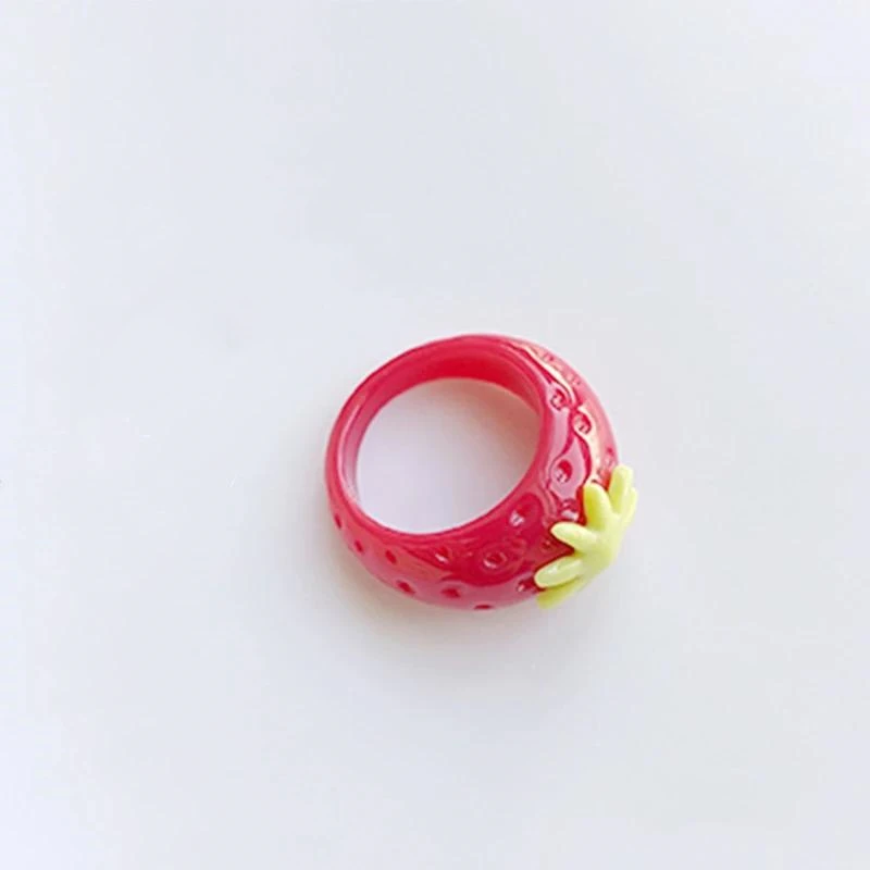 anneaux de fruits de fraises douces japonaises et coréens, peints à la main, blocage de couleur, en forme de u, bijoux et artisanat anneaux de fruits de fraises douces japonaises et coréens, peints à la main, blocage de couleur, en forme de u, bijoux et artisanat