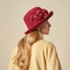 chapeau fedoras en feutre de laine pour femmes, couvre chef de fête, mode d'hiver asymétrique, chapeau seau